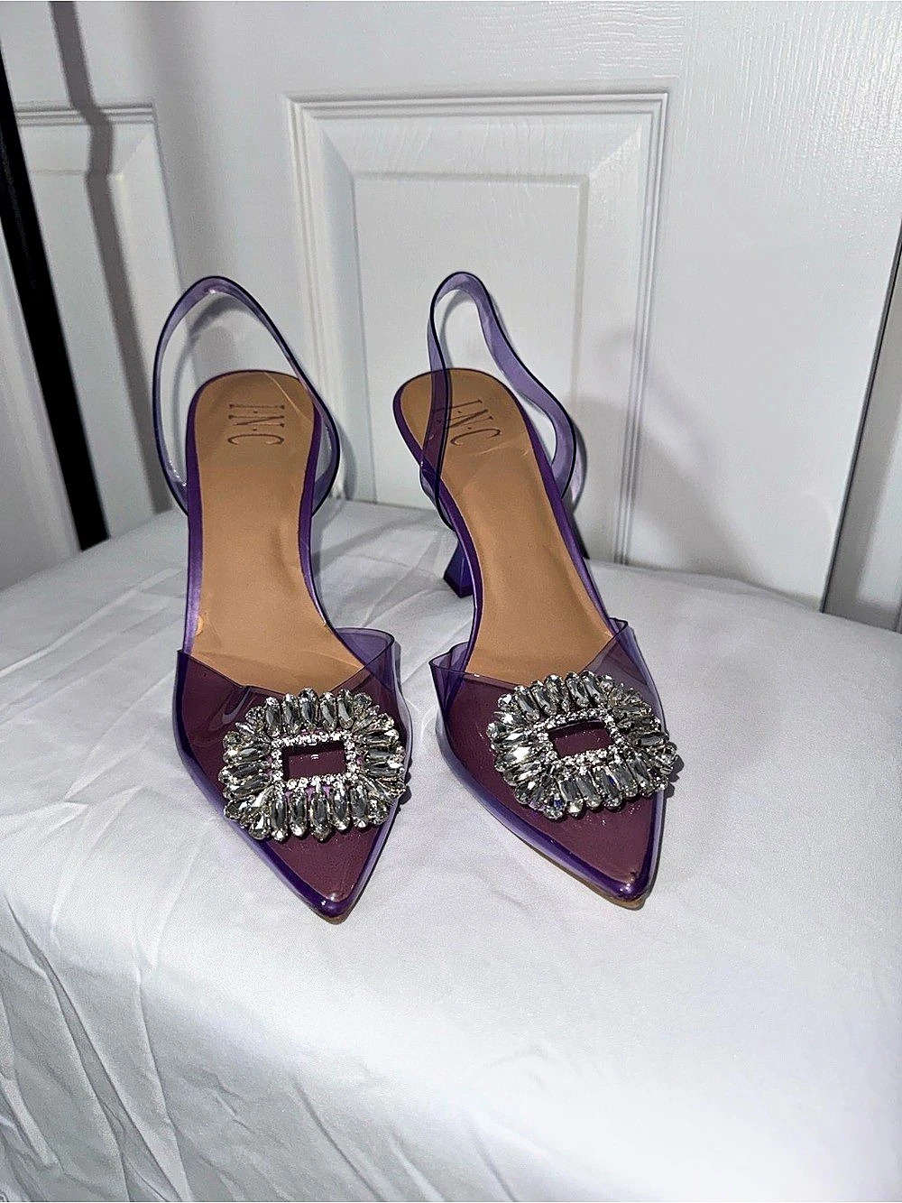 INC International Concepts Scienna Vinyl Slingback Pumps Scienna Purple